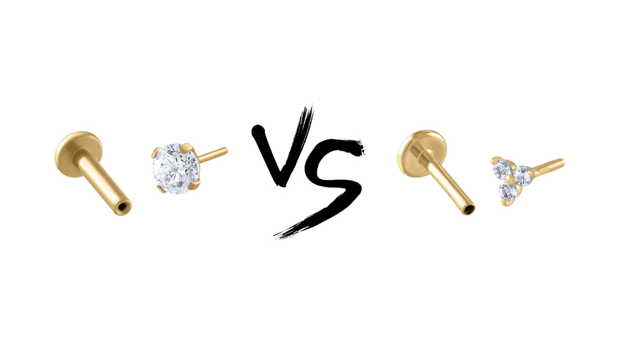 Push Pin vs Threaded Screw Flat Back Piercing Jewelry