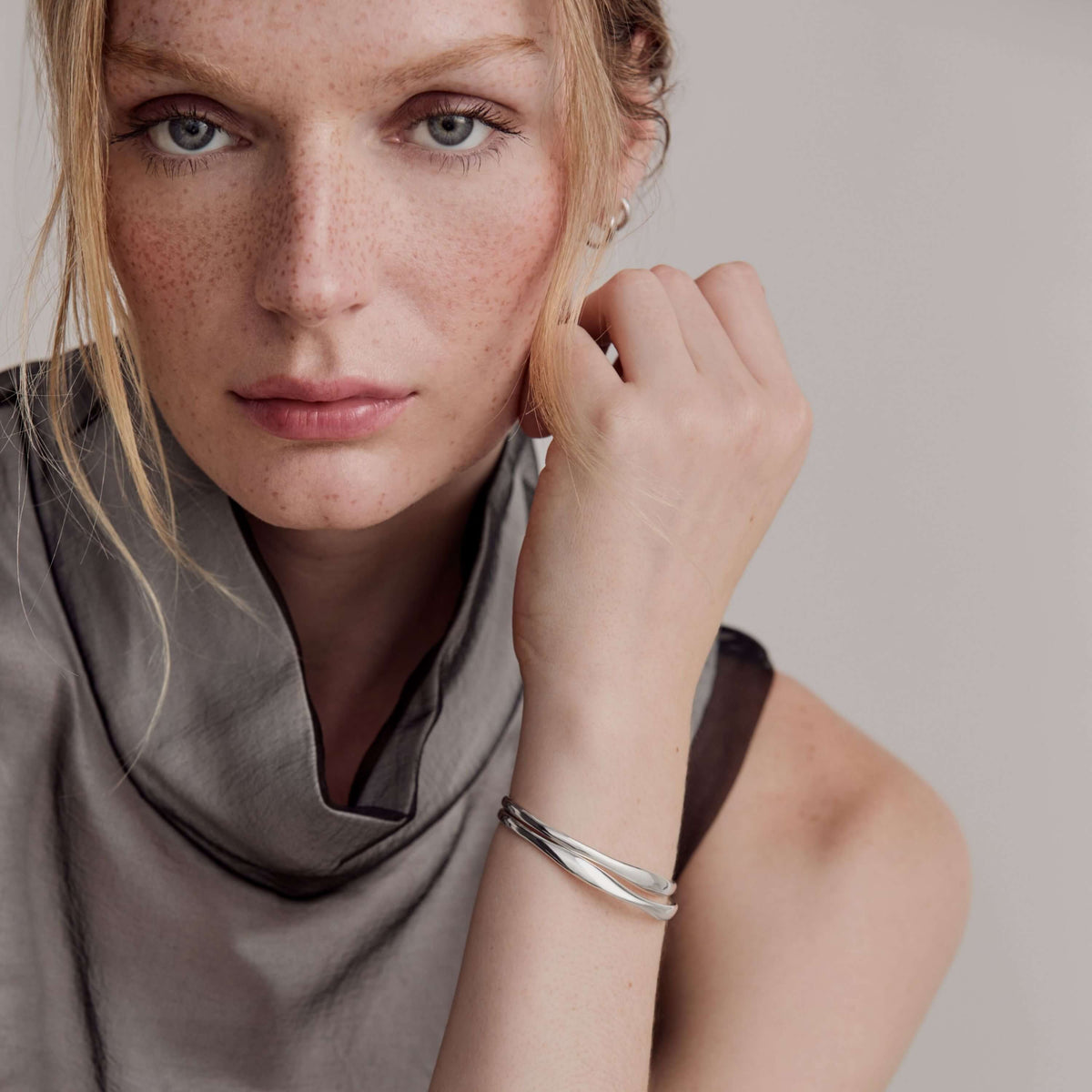 Mobius and Echo Fine Cuff on Model