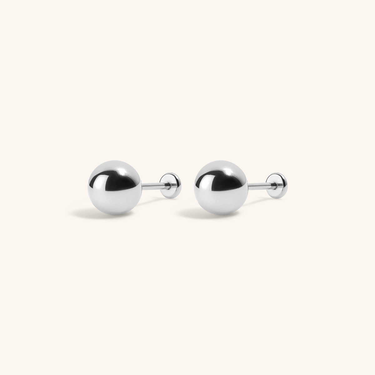 Sphere Nap Earrings, 6mm (Silver)