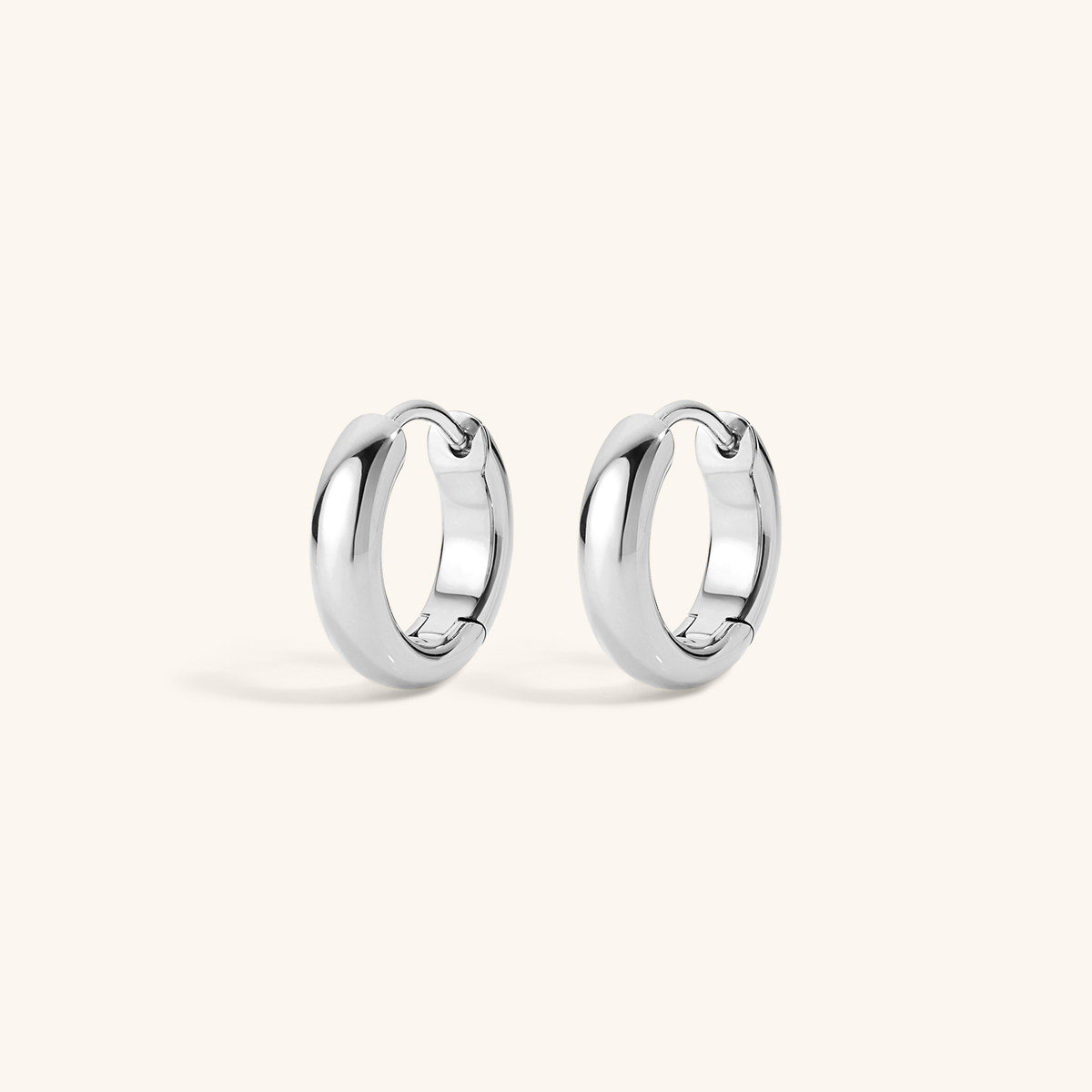 Bold Huggie Hoops, 12mm - Silver