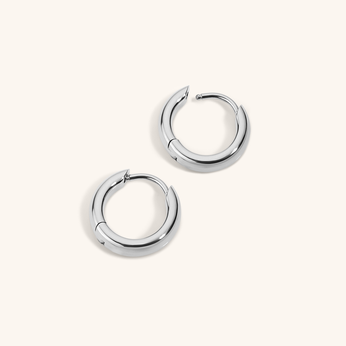 Bold Huggie Hoops, 12mm - Silver