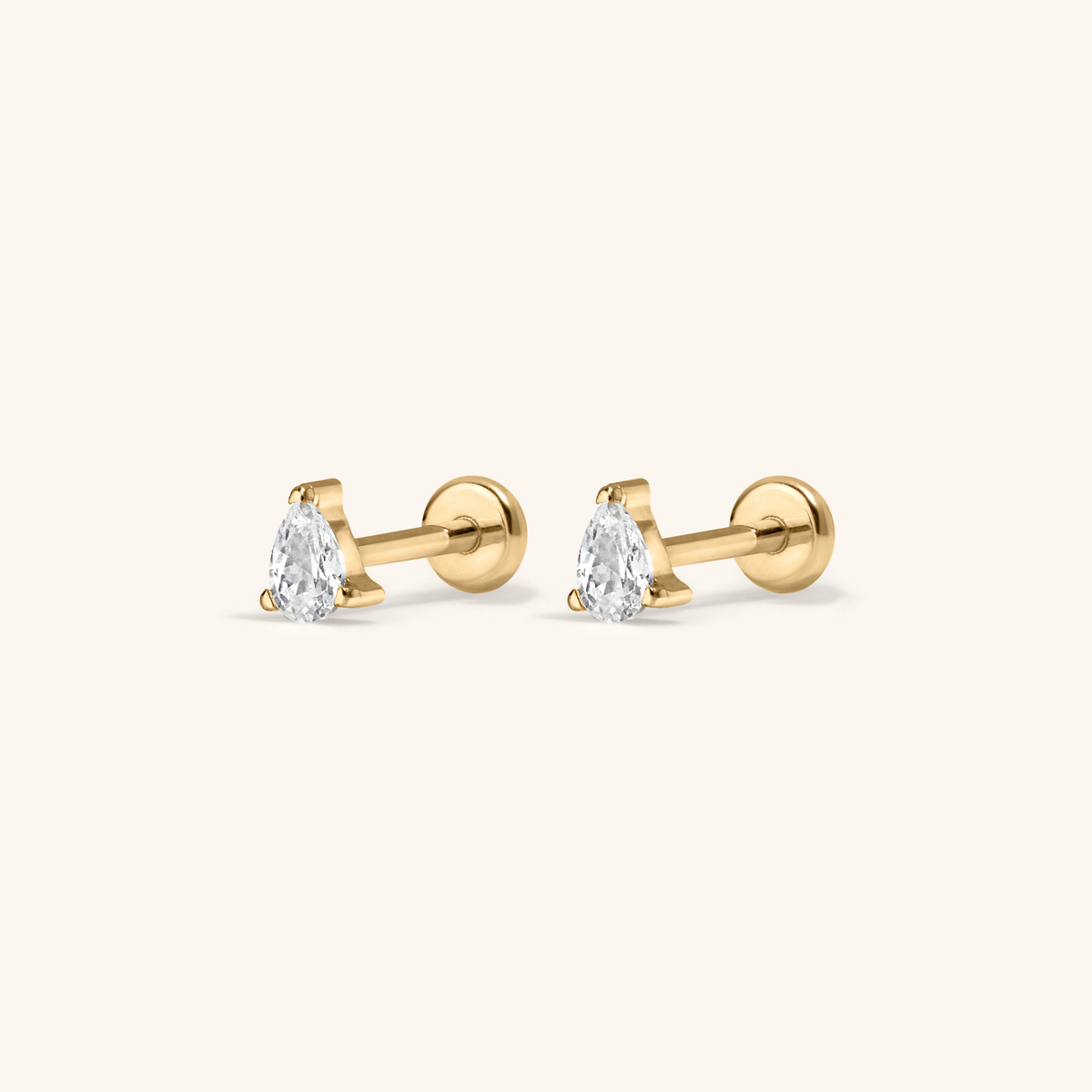 Celestial Crystal Pear Nap Earrings, 3mm (Gold)