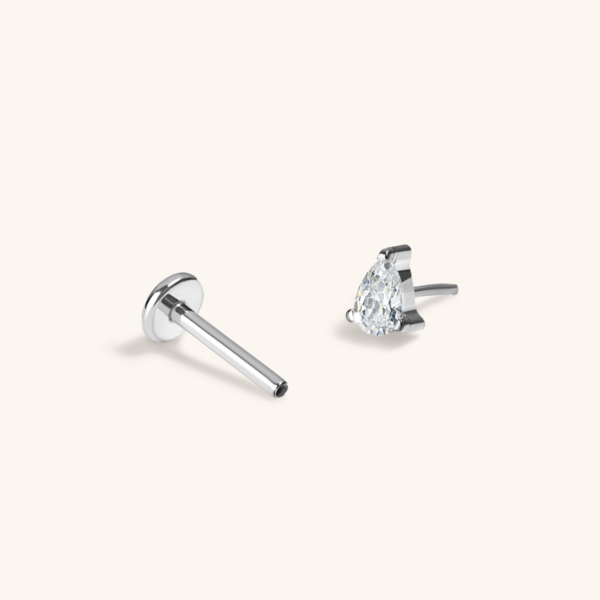 Celestial Crystal Pear Nap Earrings, 3mm in Silver