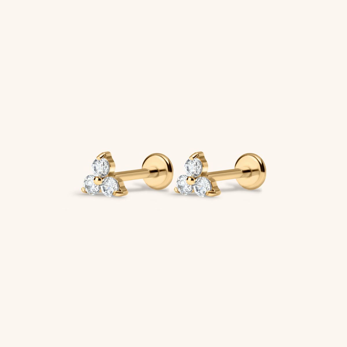 Crystal Trinity Nap Earrings (Gold)