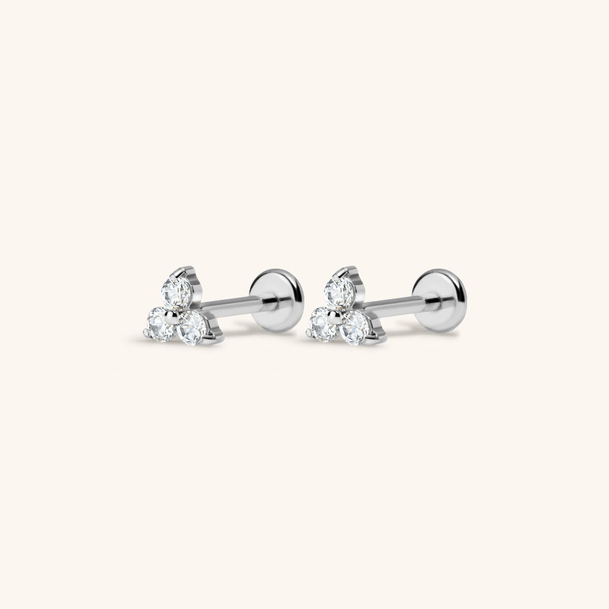 Crystal Trinity Nap Earrings (Silver)