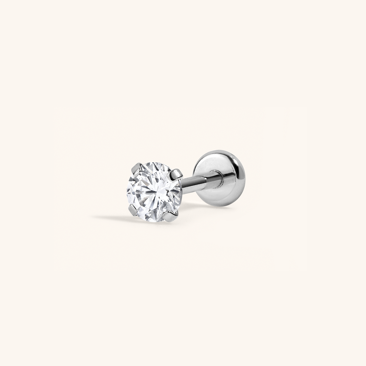 Celestial Crystal Solitaire Push Pin Flat Back Earring