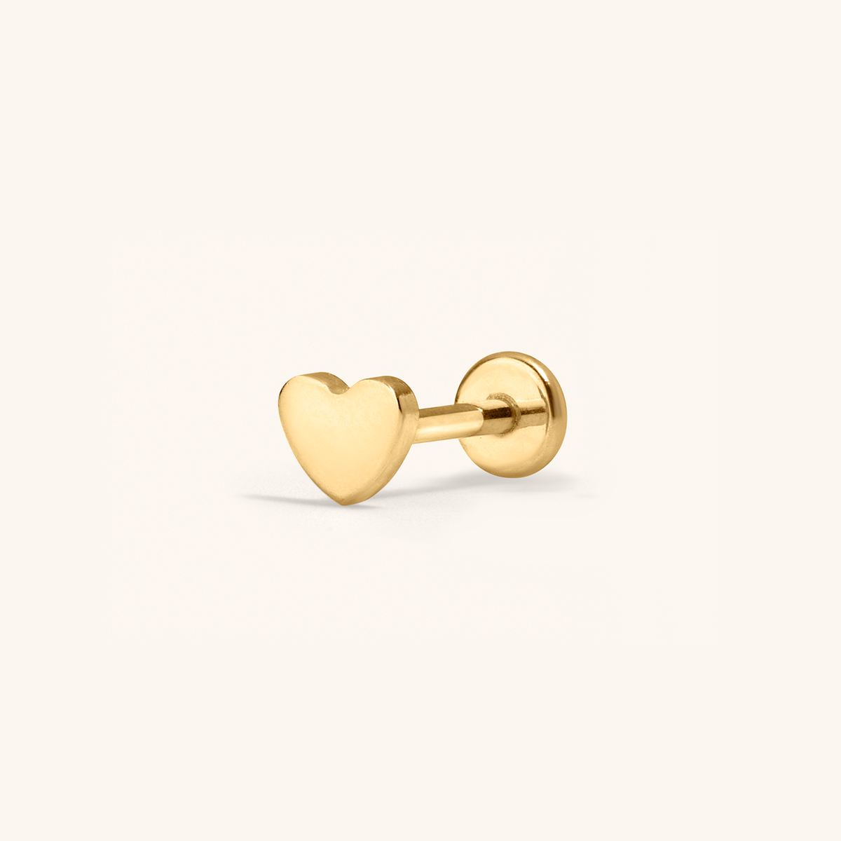 Heart Push Pin Flat Back Earring (Titanium - Gold)