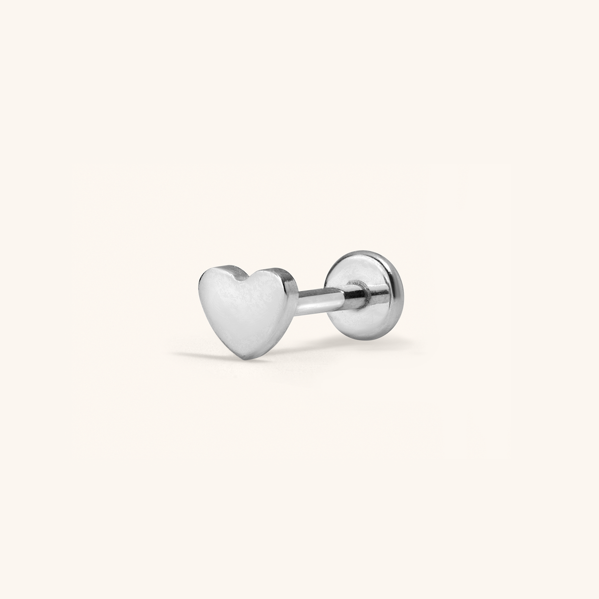 Heart Push Pin Flat Back Earring (Titanium - Silver)
