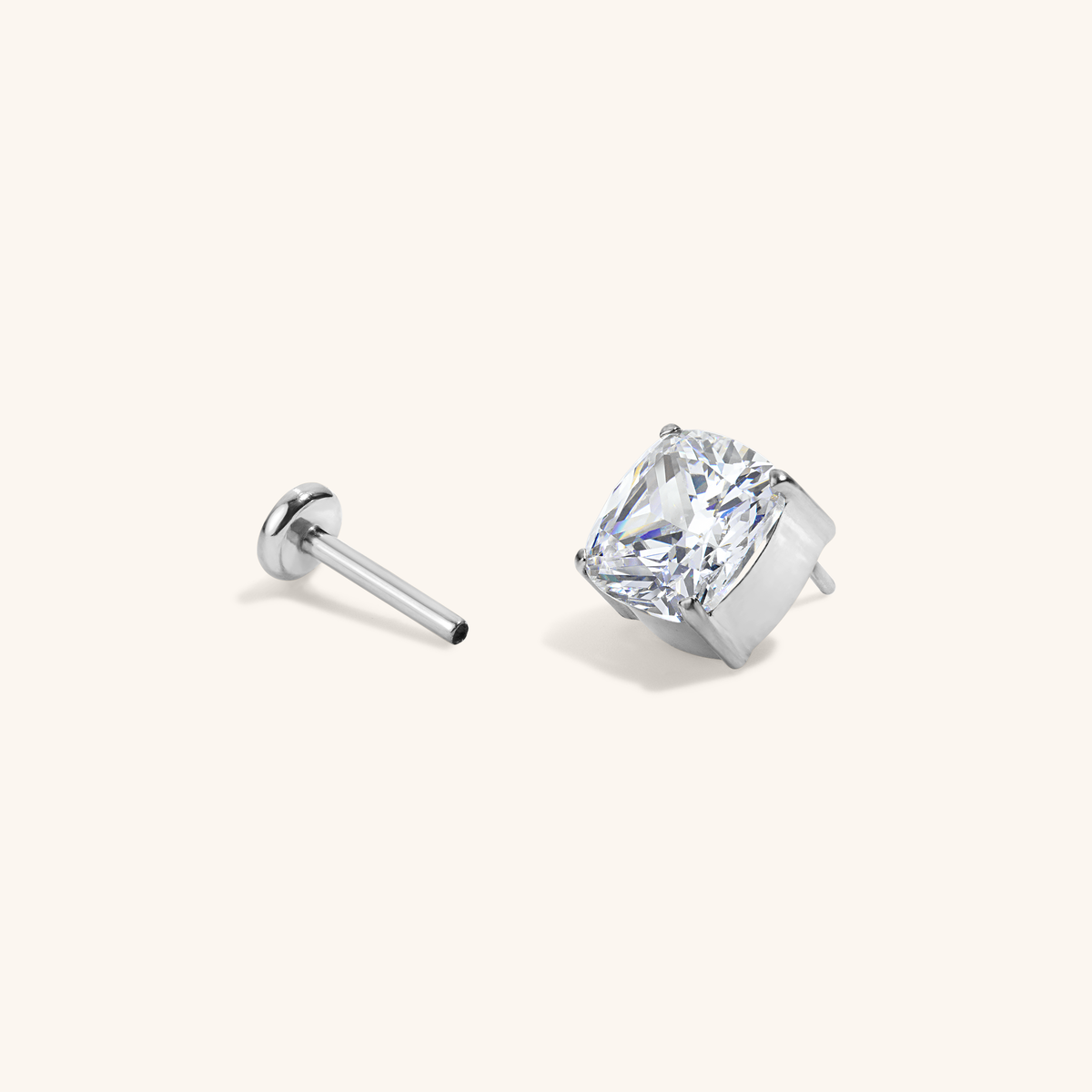 Celestial Crystal Cushion Nap Earrings - Silver