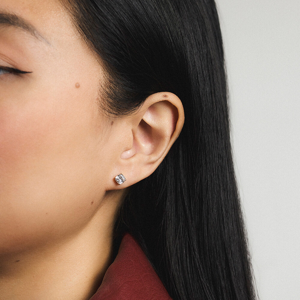 Celestial Crystal Cushion Nap Earrings - Gold - On Model