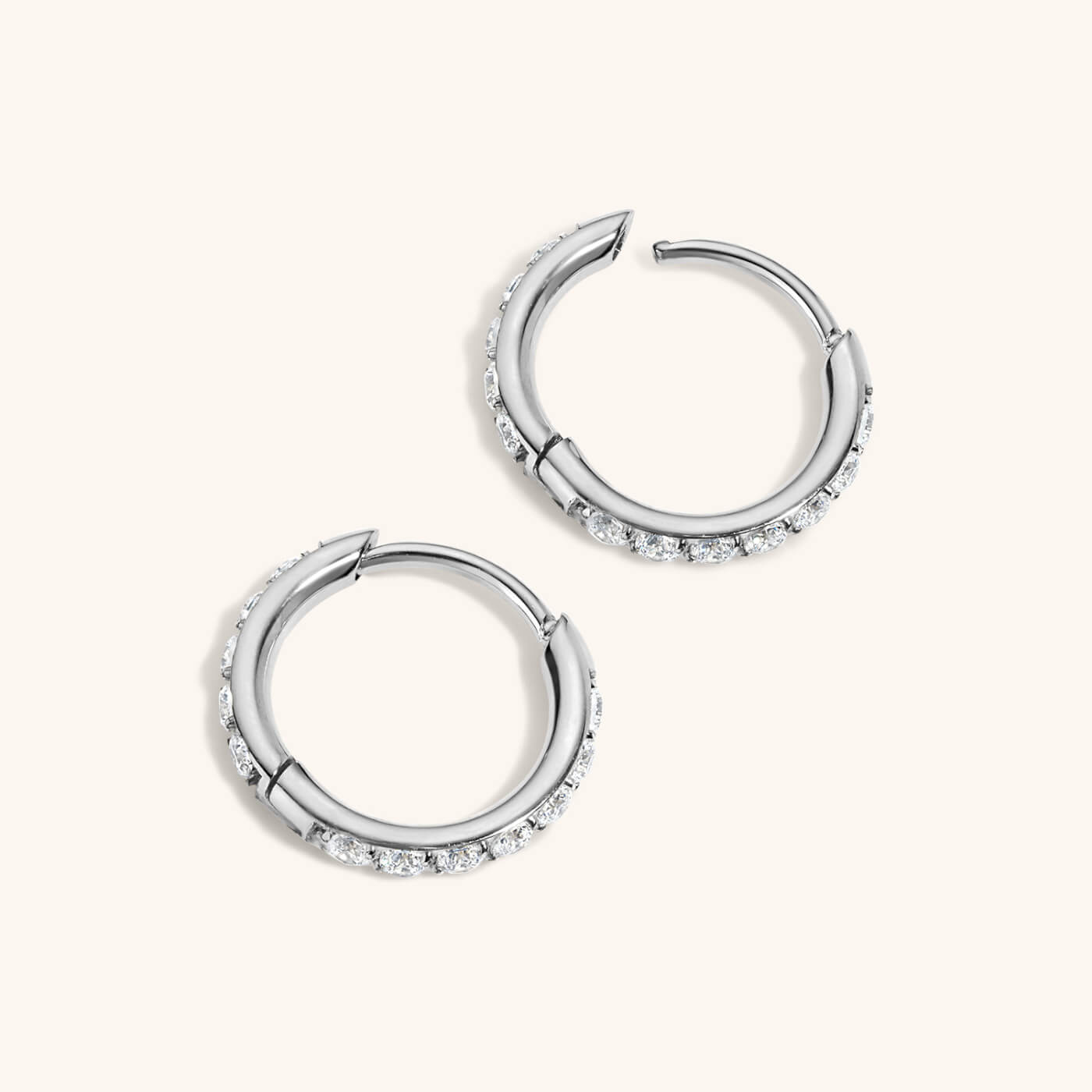 Pave Huggie Hoops, 11mm (Silver)
