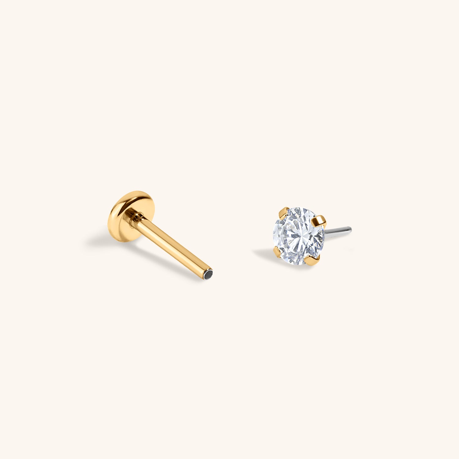 Celestial Crystal Solitaire Nap Earrings, 3mm (Gold)