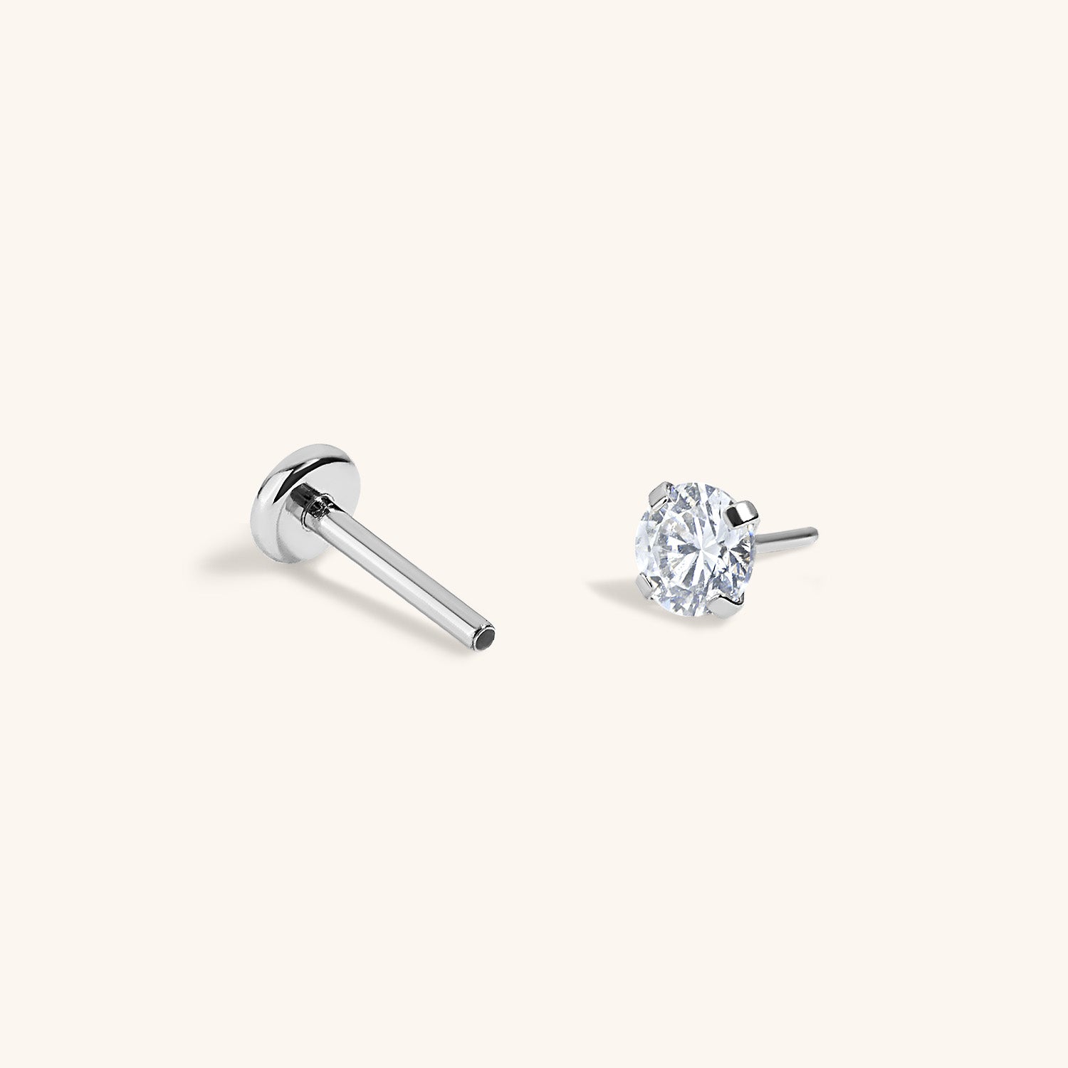 Celestial Crystal Solitaire Nap Earrings, 3mm (silver)