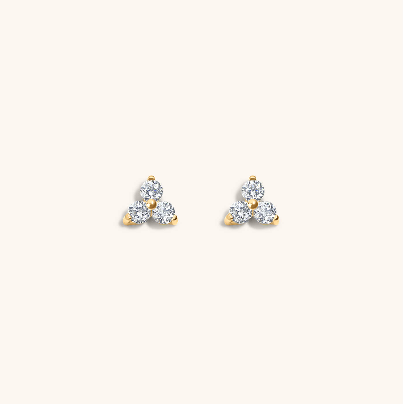 Mini Crystal Trinity Studs in Titanium (Gold)