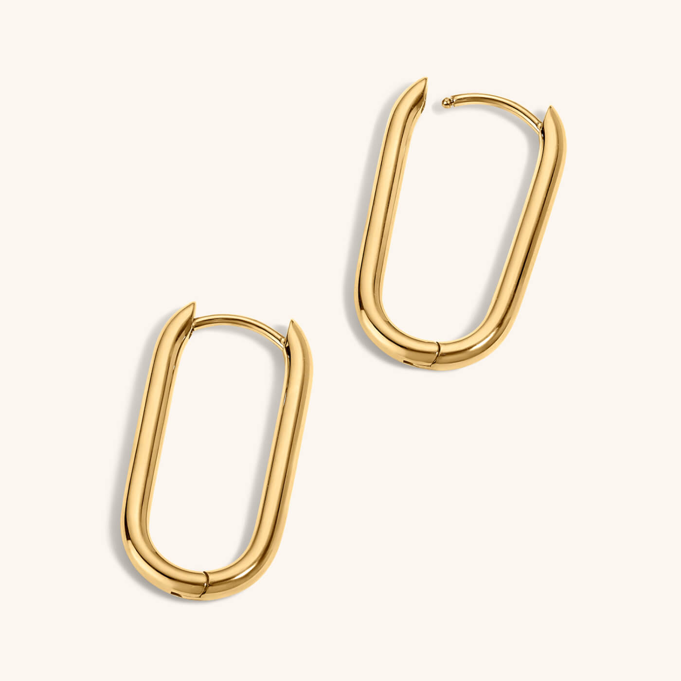 Halo Oval Hoop Earrings in Titanium (Gold)