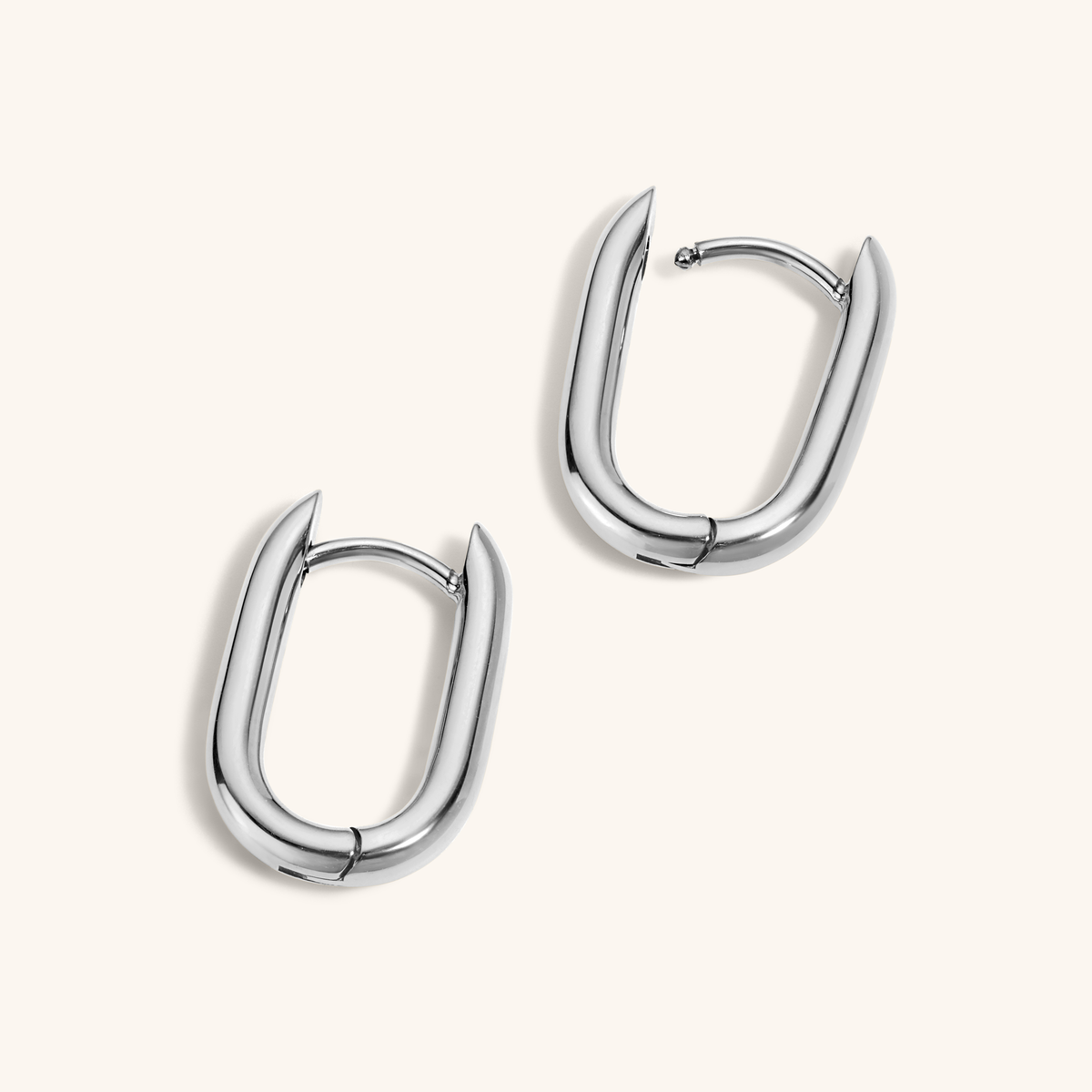 Halo Oval Hoops, 15mm (Silver)