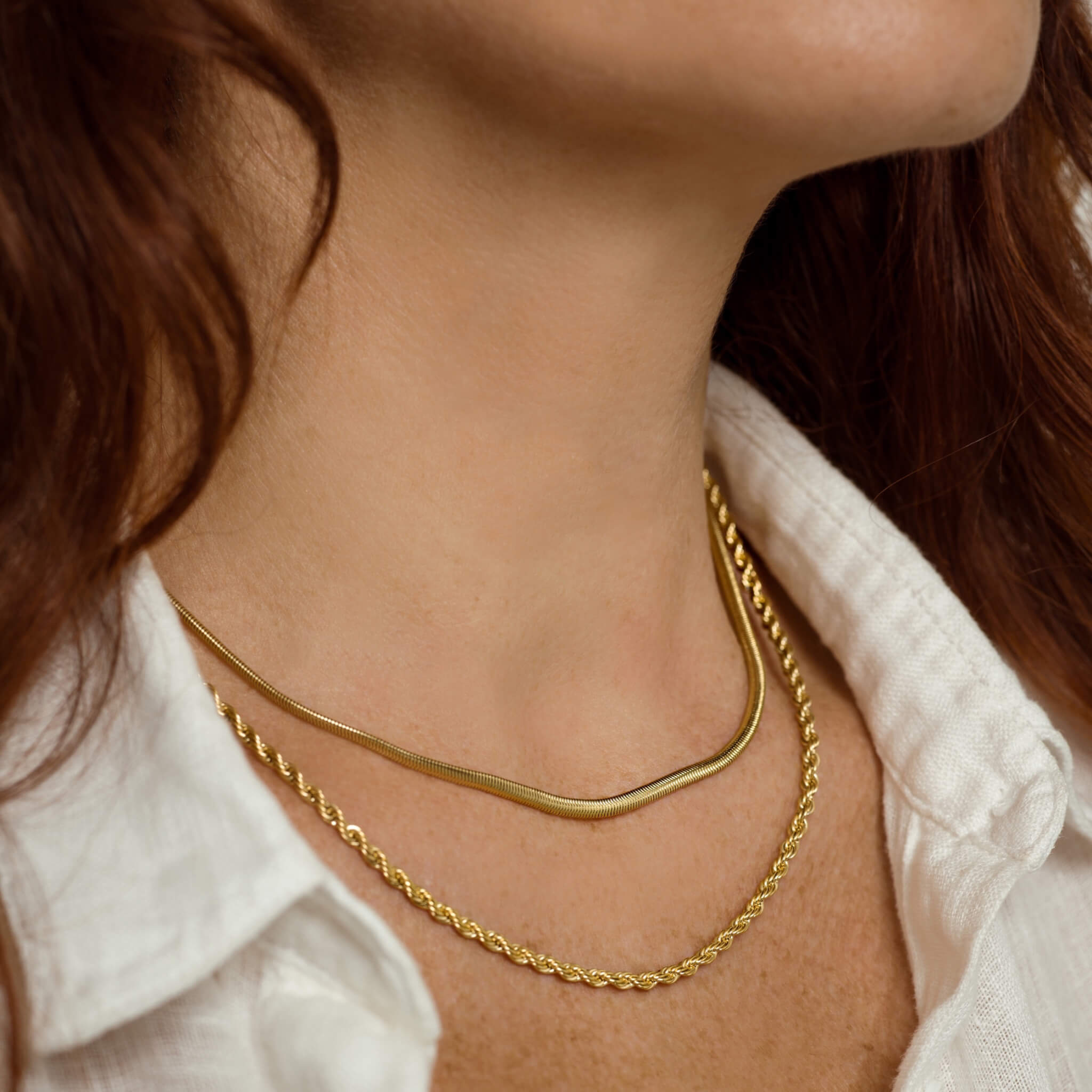 Siren Necklace in Gold on Model