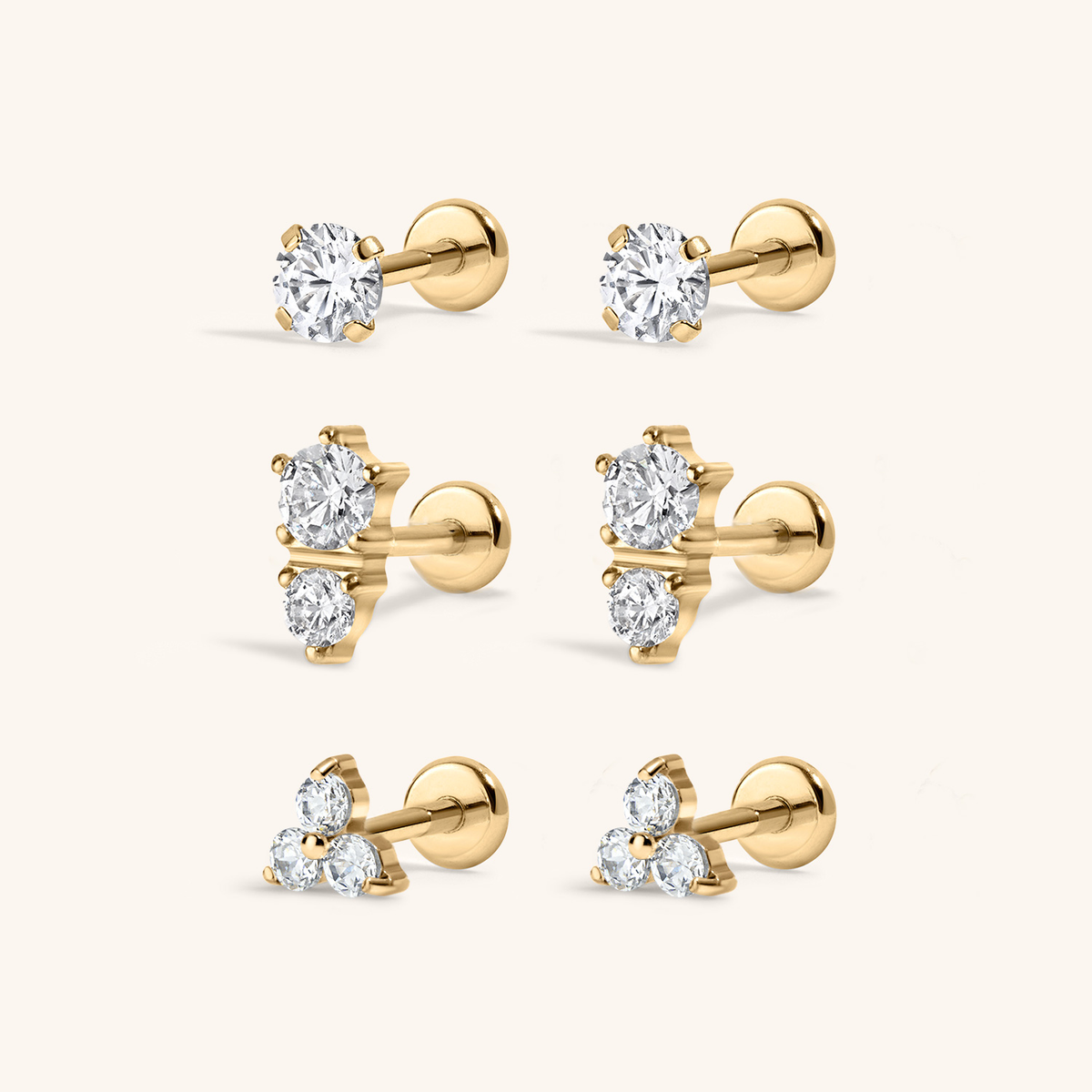 Goddess Nap Earrings Trio (Gold)