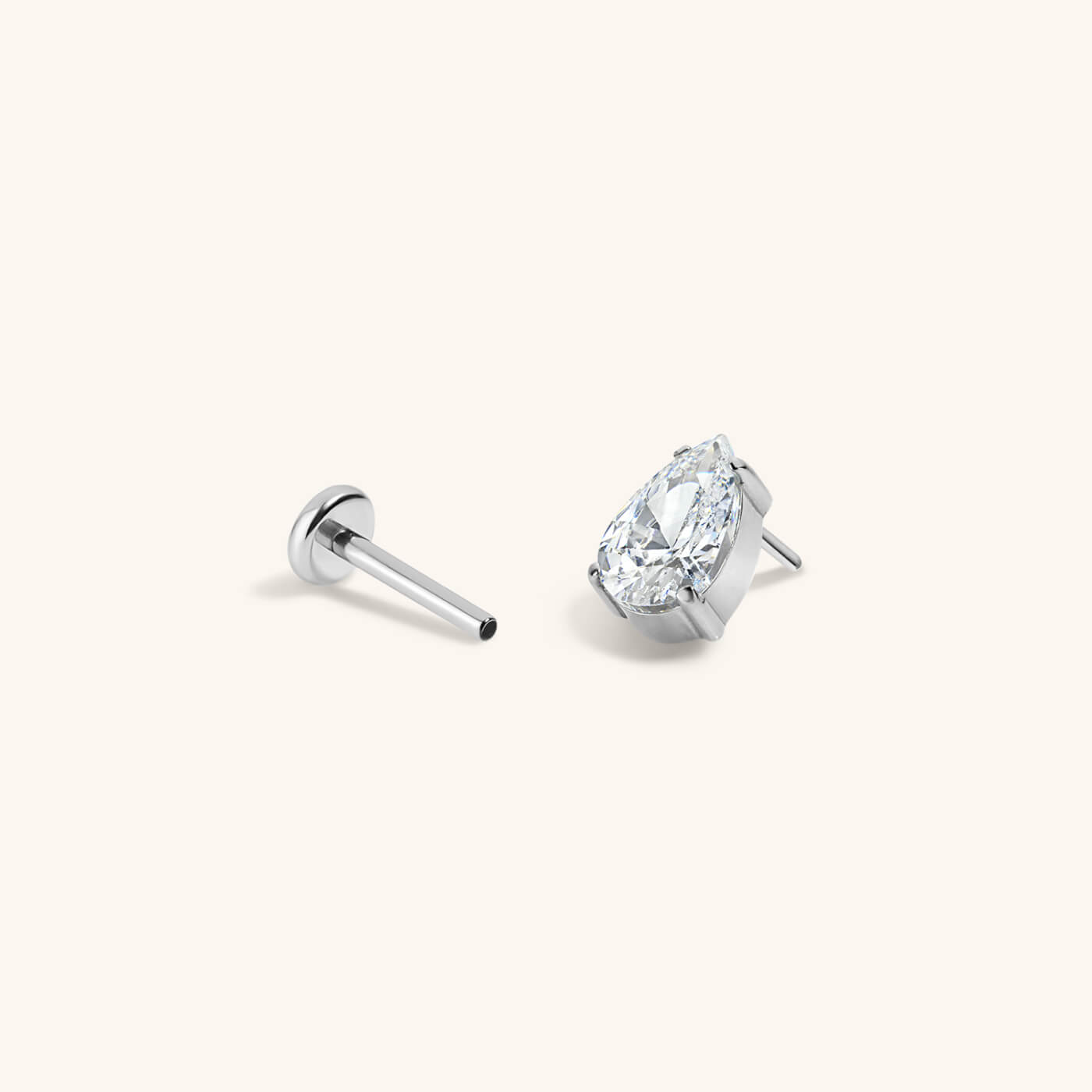 Crystal Pear Nap Earrings (Silver / 6mm)