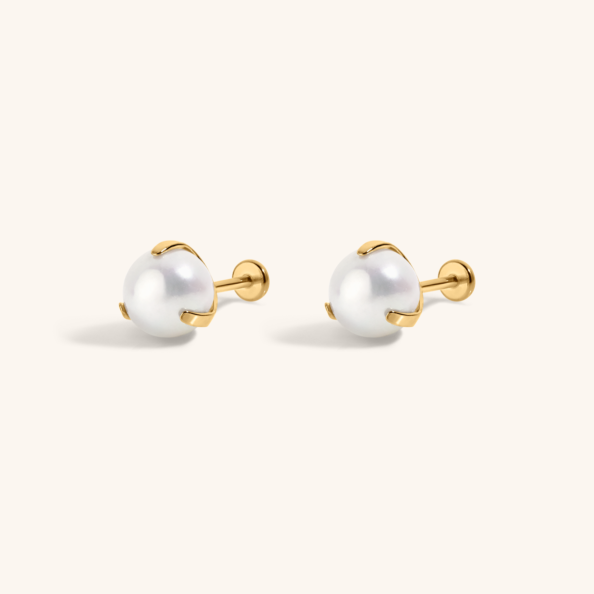 Pearl Nap Earrings, 6mm (Gold)