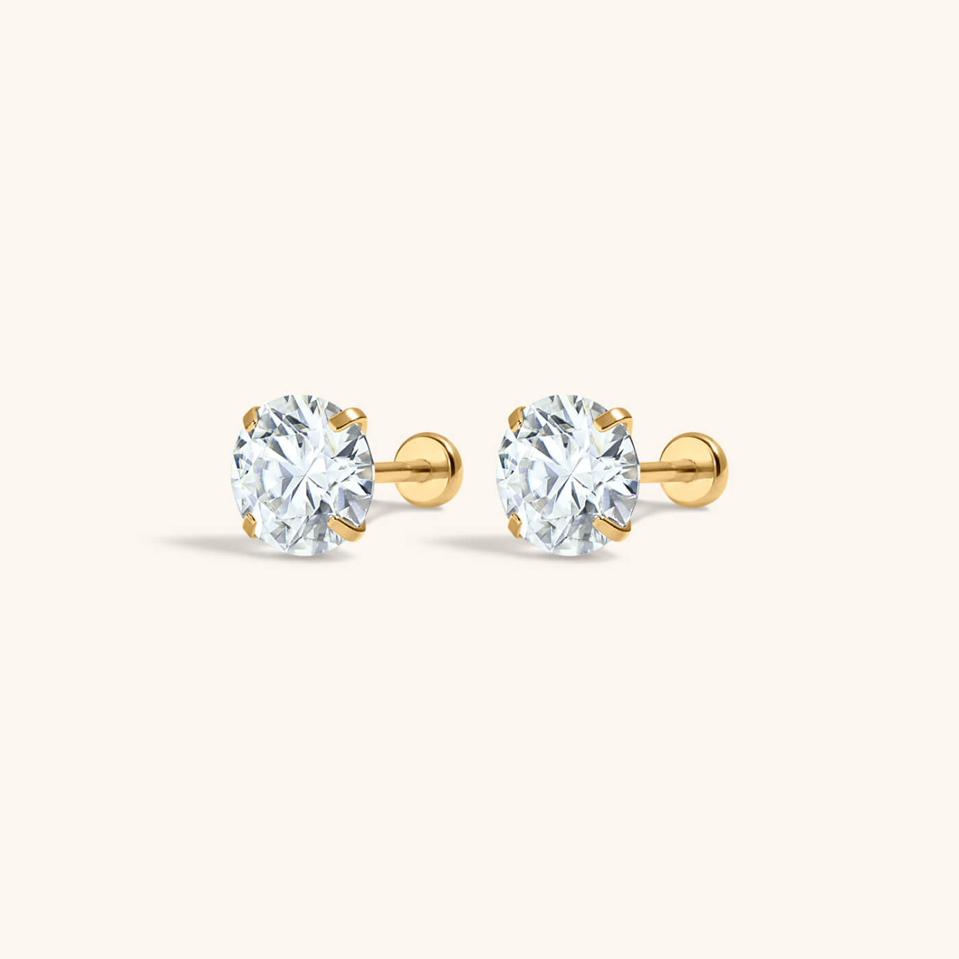 Celestial Crystal Solitaire Nap Earrings, 6mm (Gold)