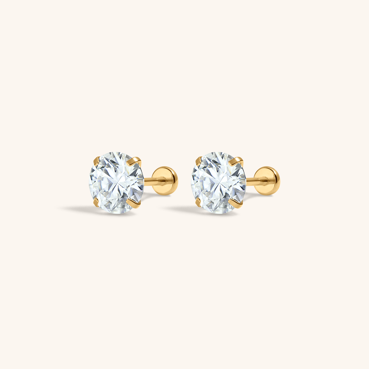 Celestial Crystal Solitaire Nap Earrings, 6mm (Gold)