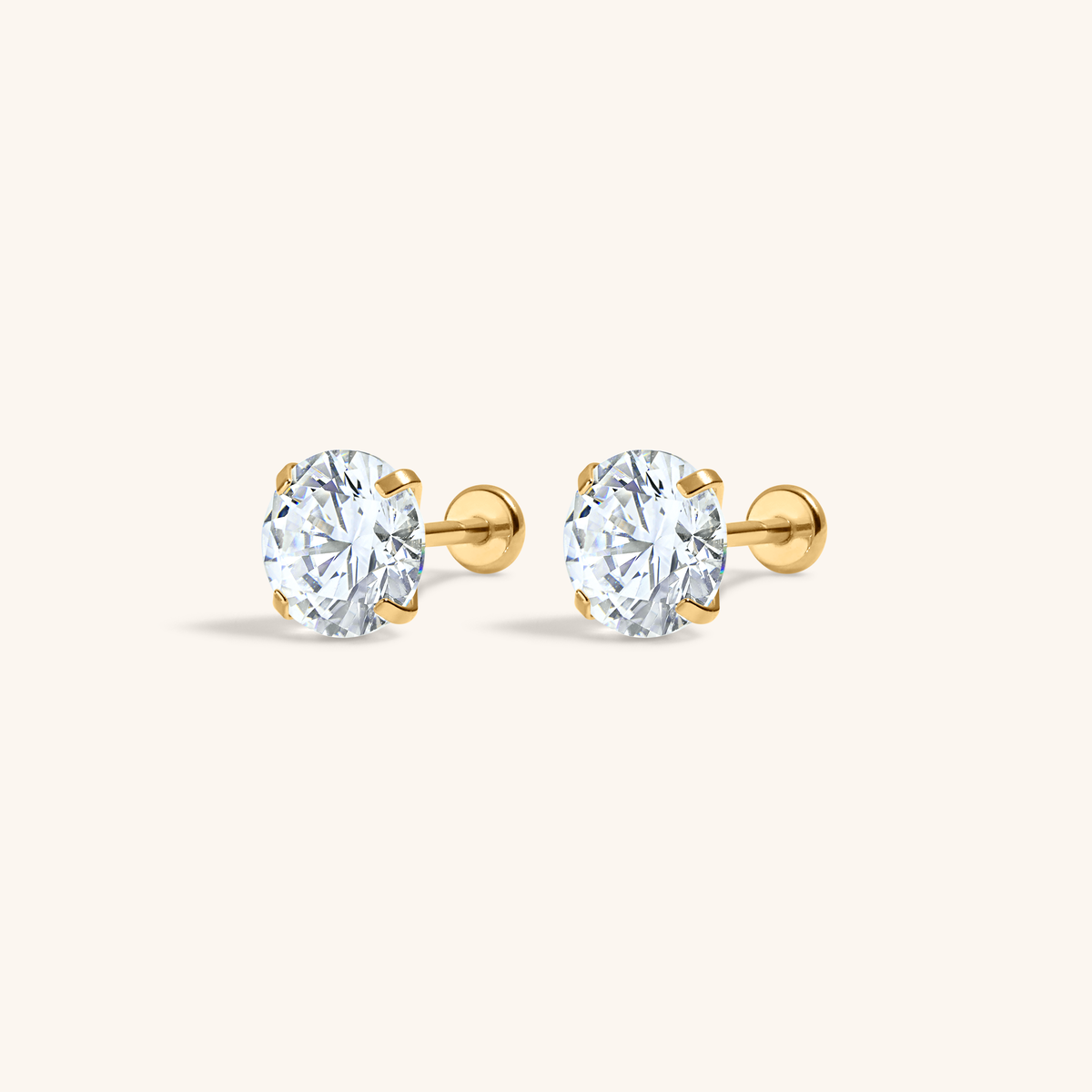 Moissanite Nap Earrings, 6mm (Gold)