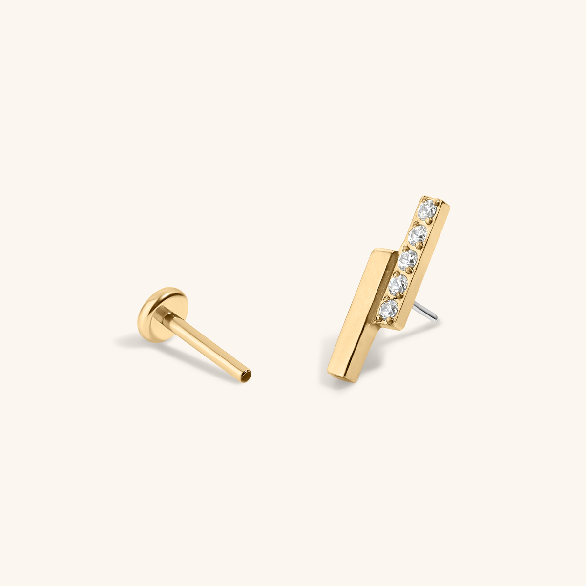 Pave Lightning Bar Nap Earring - Gold