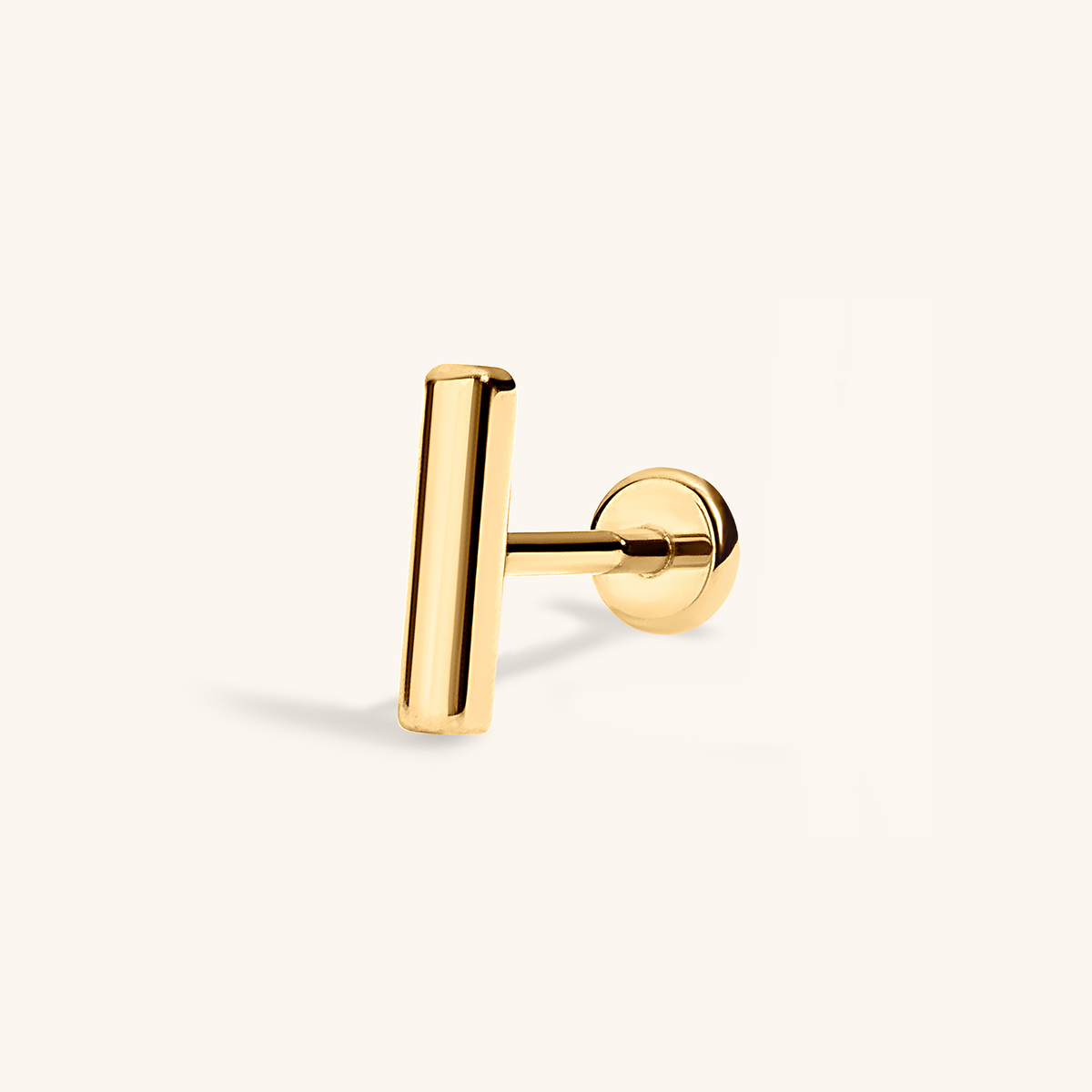Bar Push Pin Flat Back Earring (Titanium - Gold)