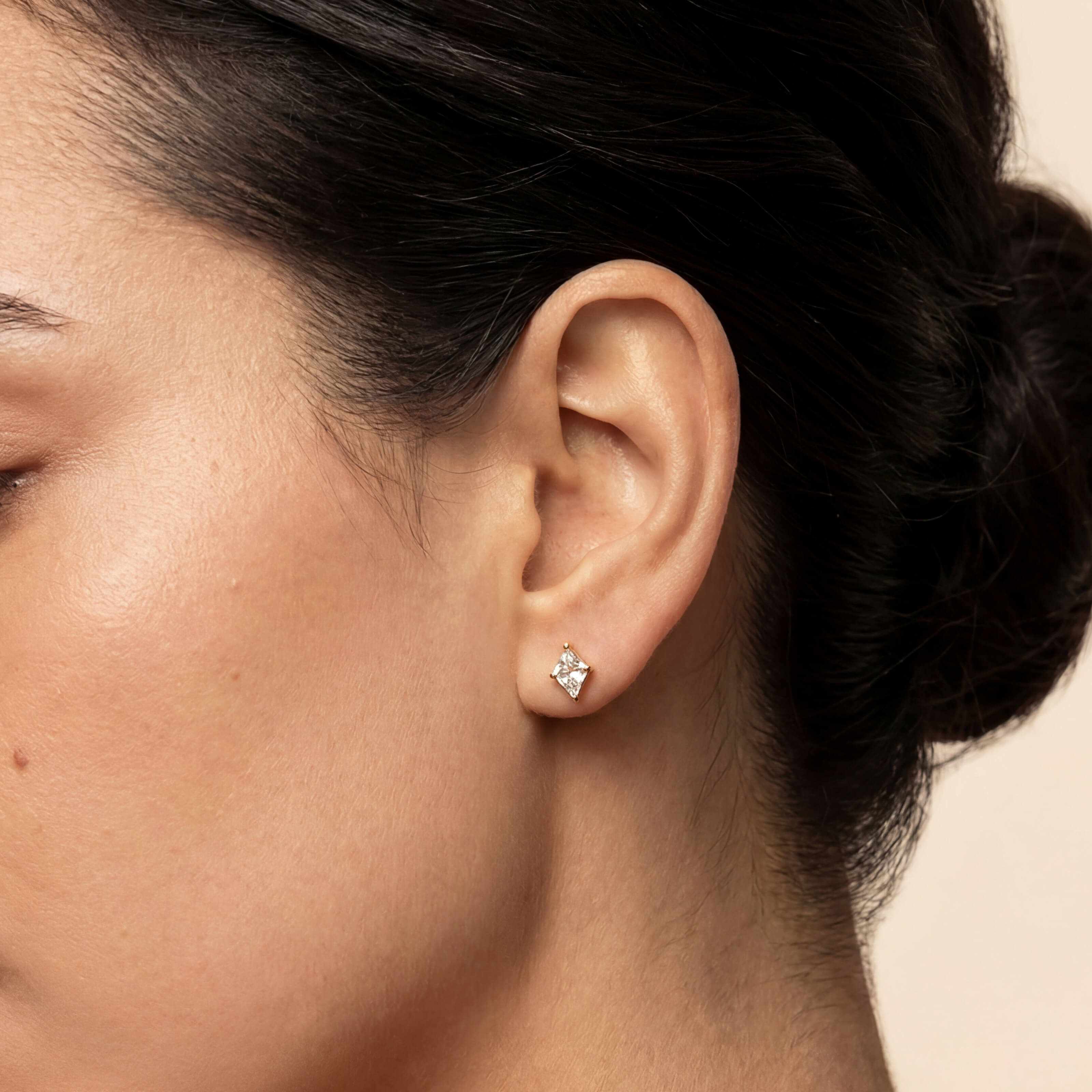 Celestial Crystal Lozenge Nap Earrings - Gold on Model