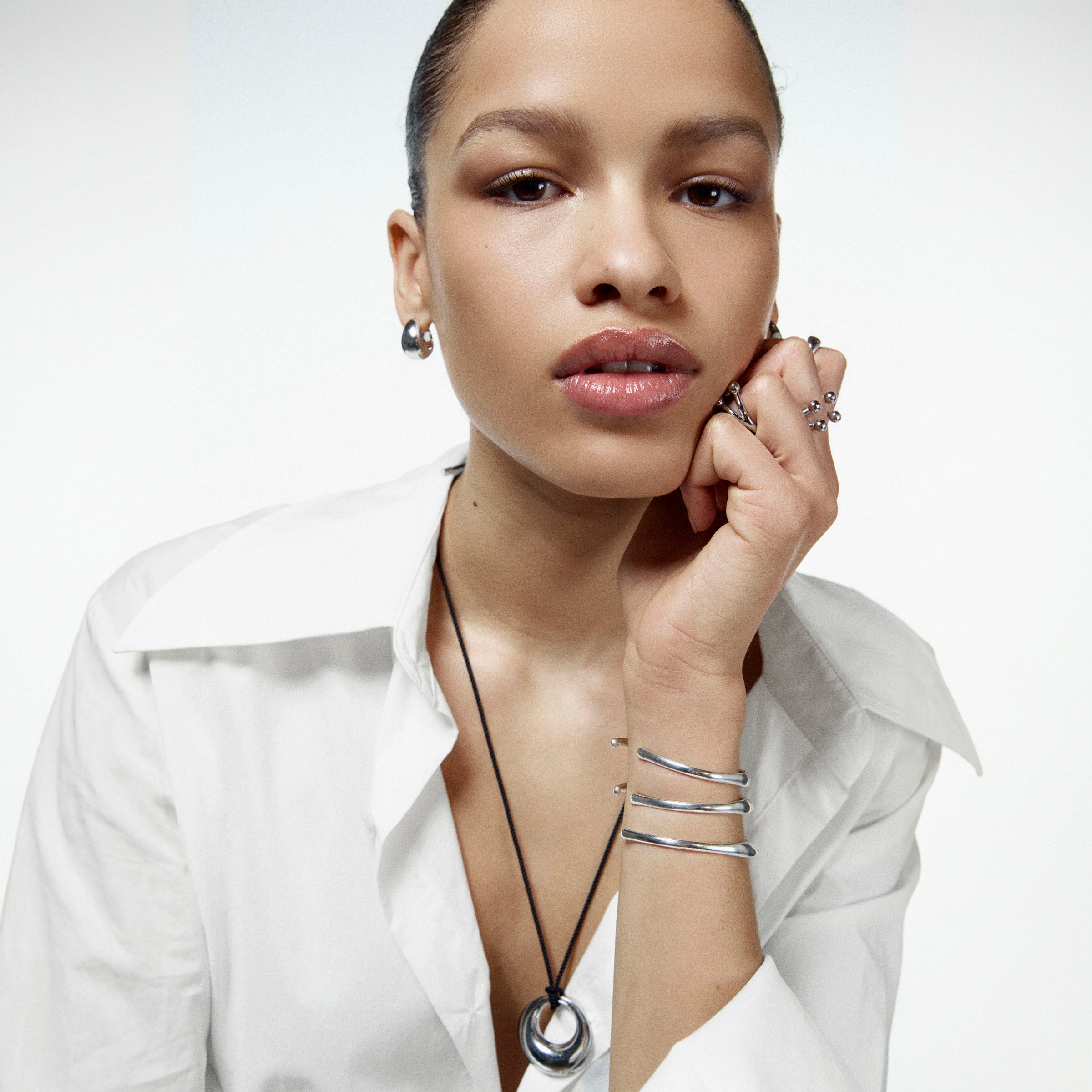 Equilibrium Fine Pendant (Silver) on model