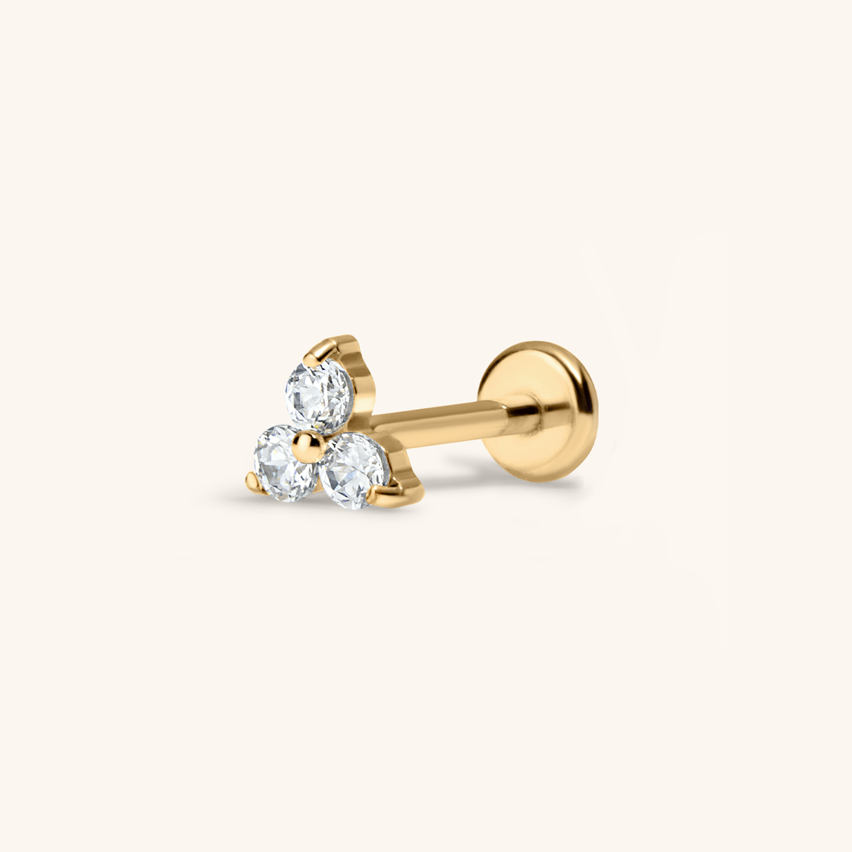 Crystal Trinity Push Pin Flat Back Earring (Titanium - Gold)