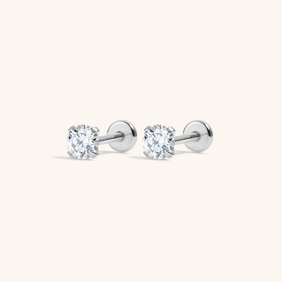 Moissanite Nap Earrings, 3mm (Silver)