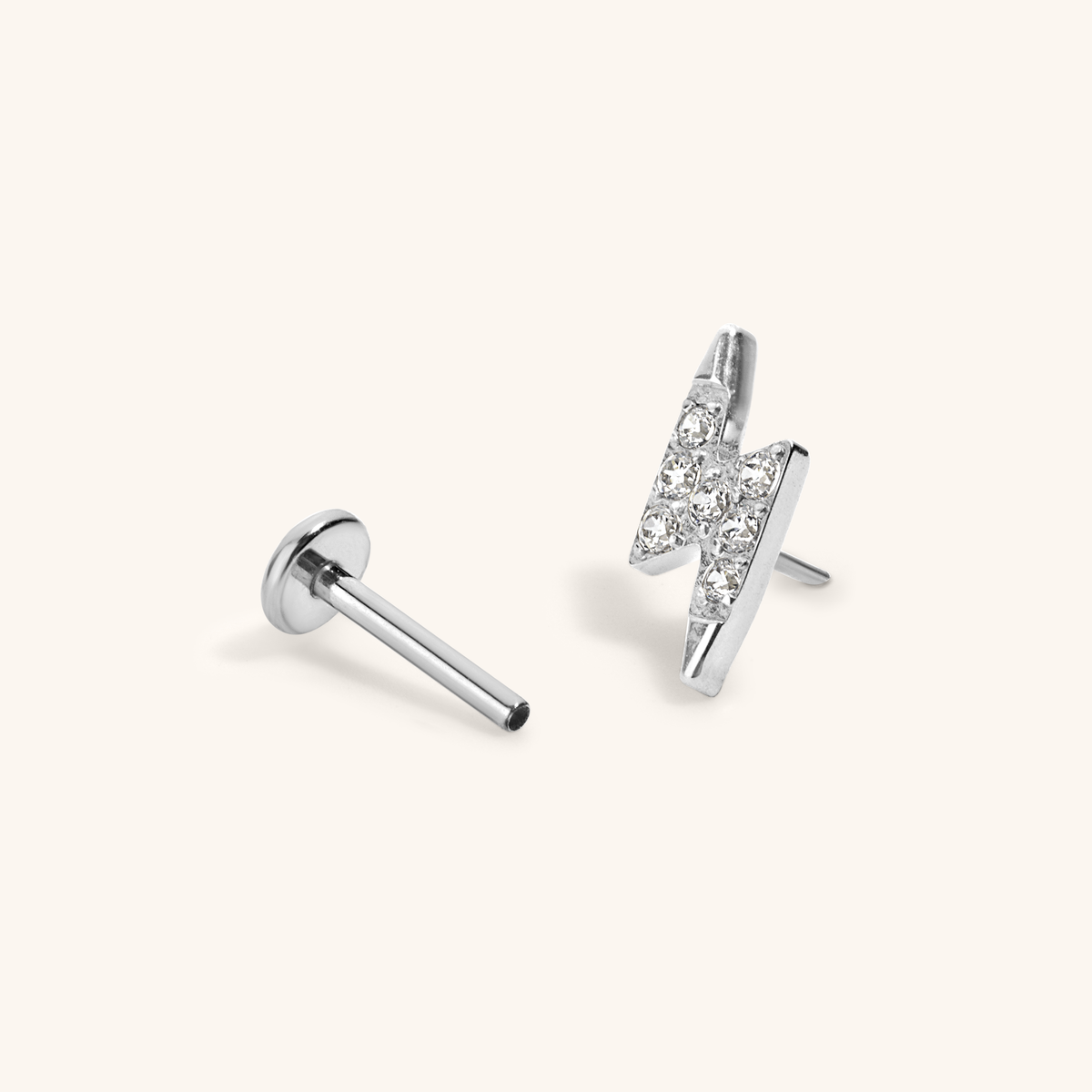 Pave Lightning Nap Earrings (Silver)