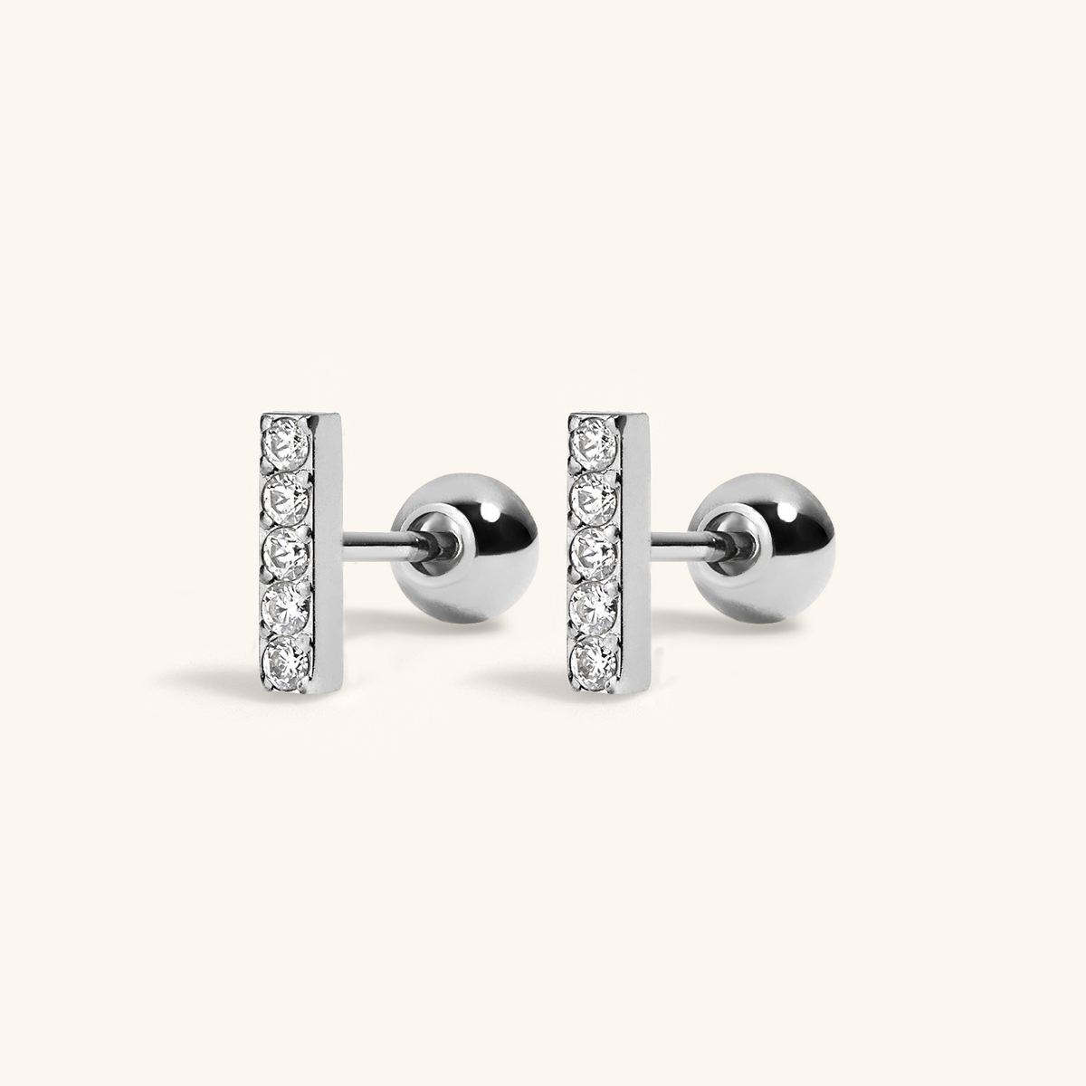 Pave Bar Studs (Silver)