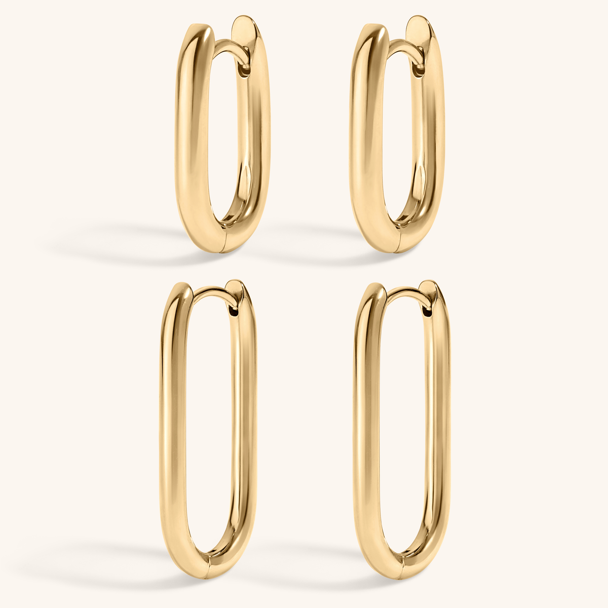Signature Hoop Duo - Halo Oval Hoops 15mm and 23mm Gold