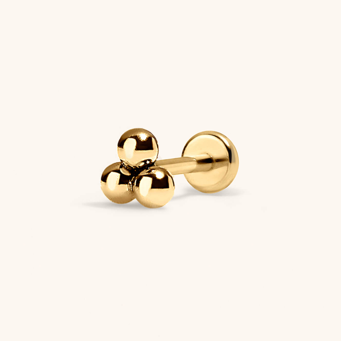 Tiny Trinity Push Pin Flat Back Earring (Titanium - Gold)