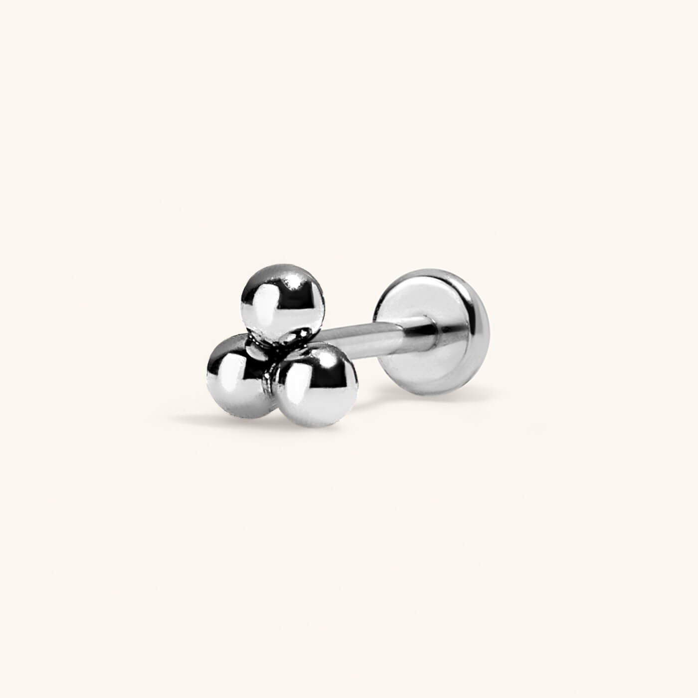 Tiny Trinity Push Pin Flat Back Earring (Titanium - Silver)