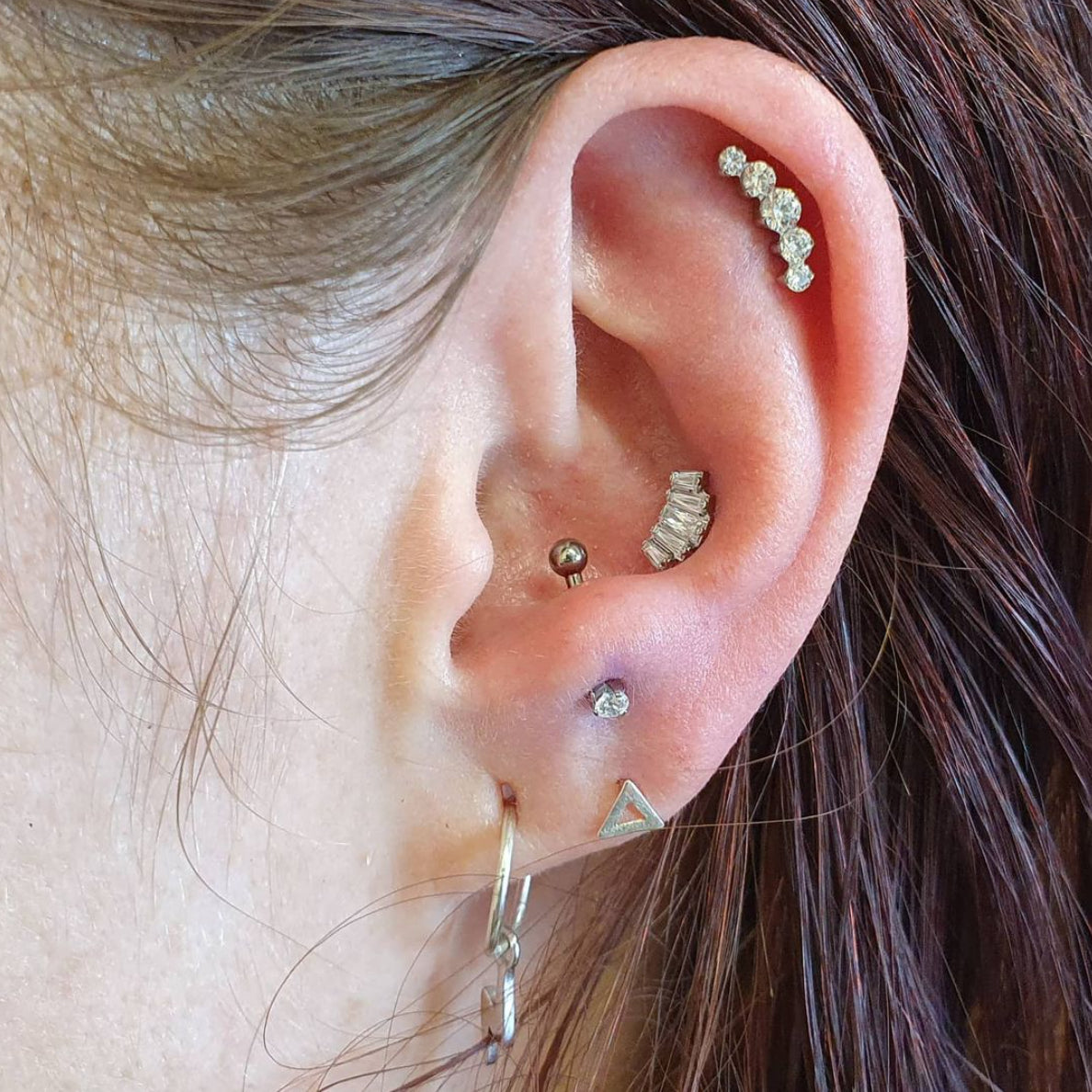 Anti-Tragus piercing inspiration - barbells and rings