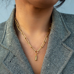 Explorer Charm Necklace in Gold on model