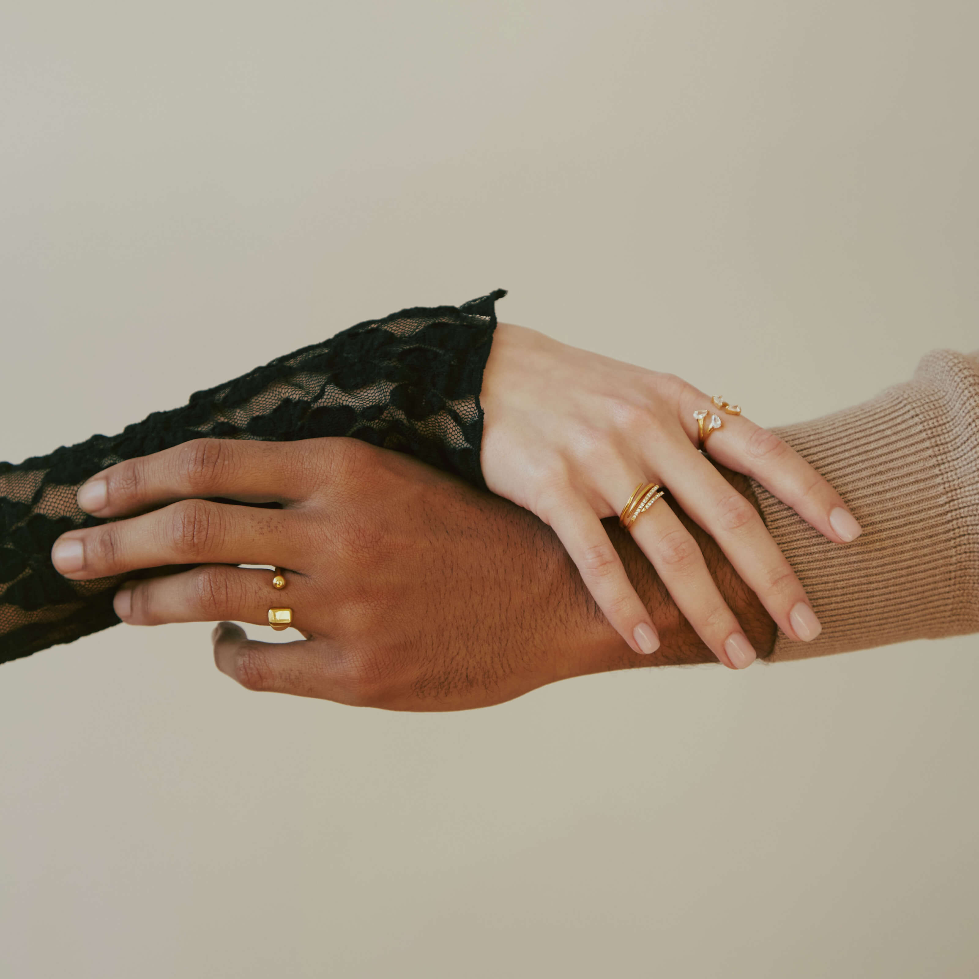 Floating Orb Signet Ring (Gold) on model