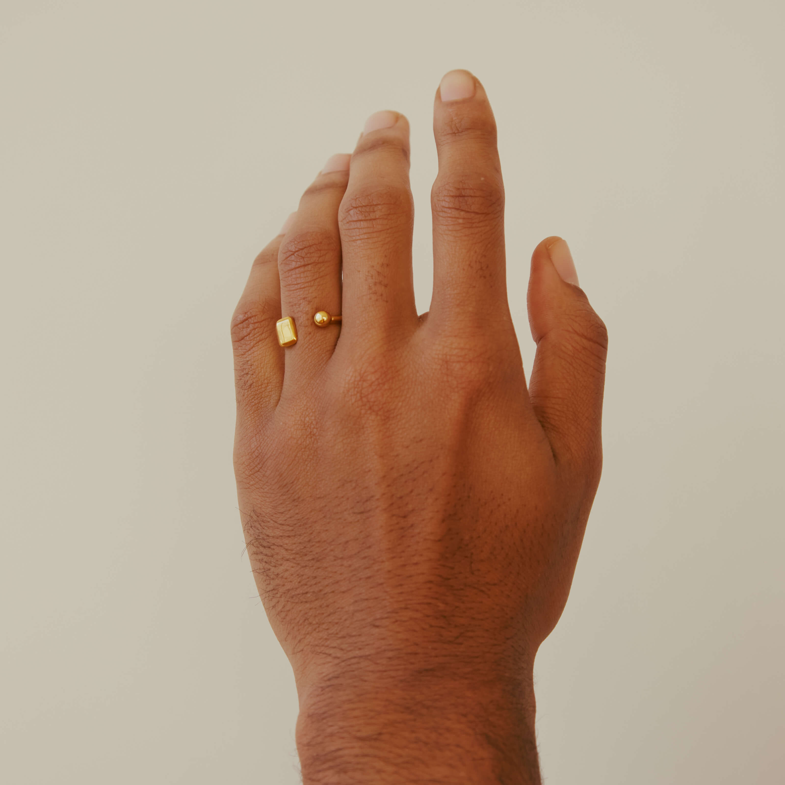 Floating Orb Signet Ring (Gold) on model