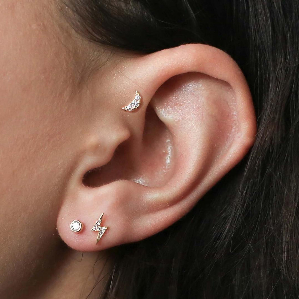 Forward helix piercing inspiration - Pave Lightning Stud