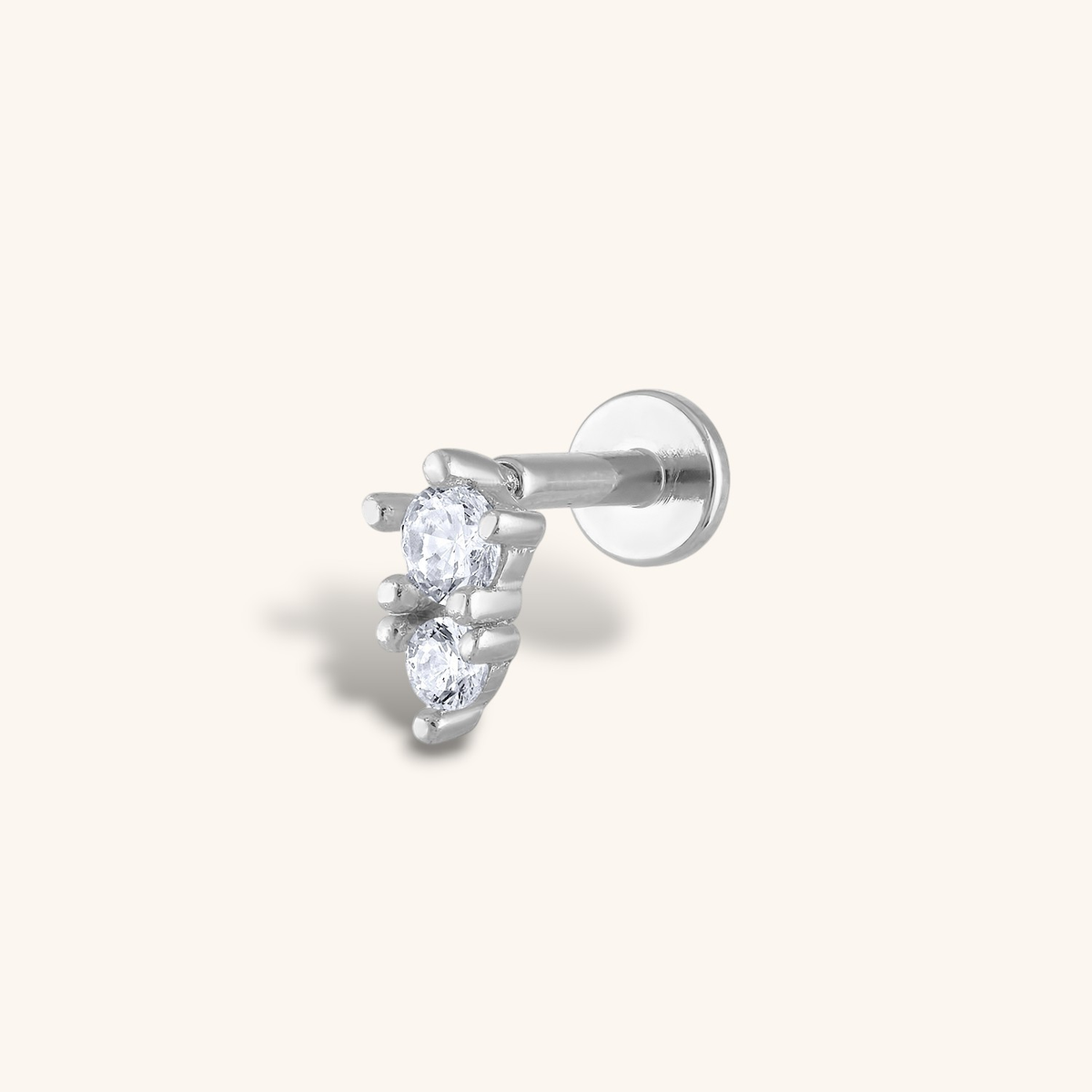Gaia Threaded Flat Back Earring (Titanium - Silver)