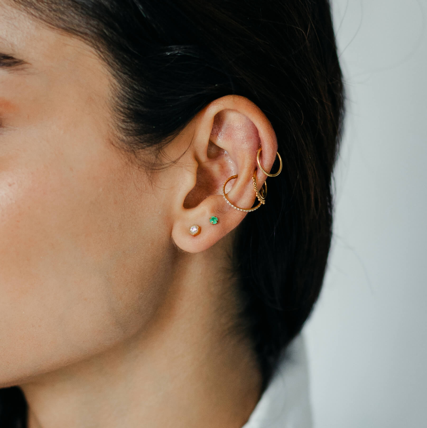 Green Chalcedony Nap Earrings (Gold) on model