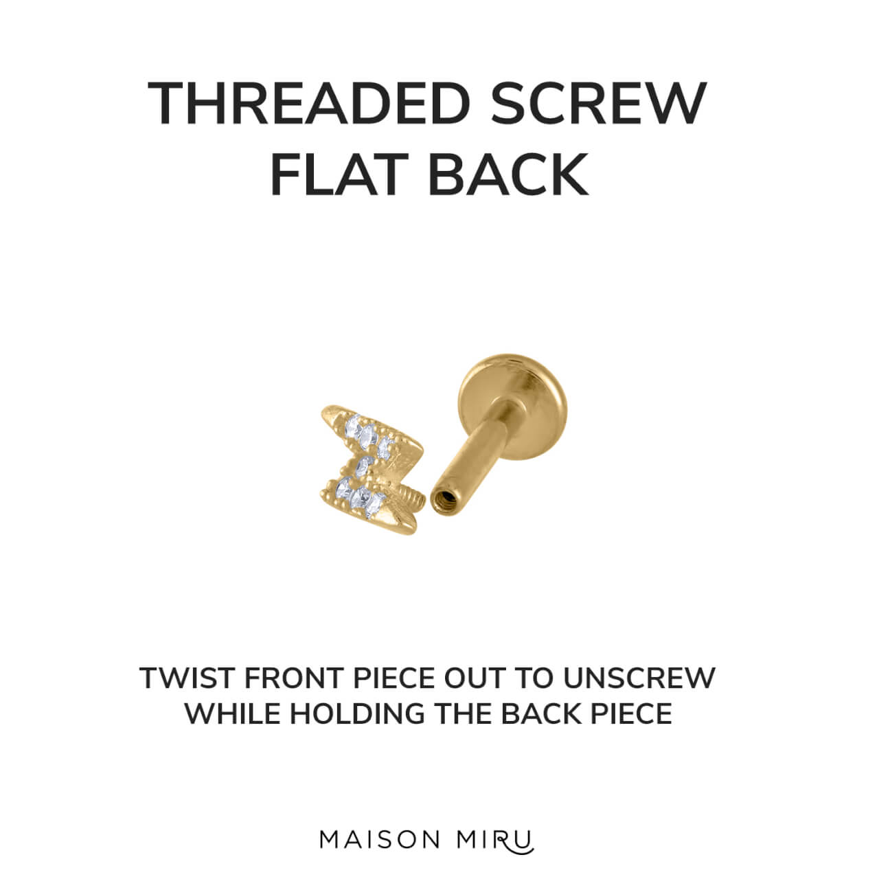 Threaded Screw Flat Back
