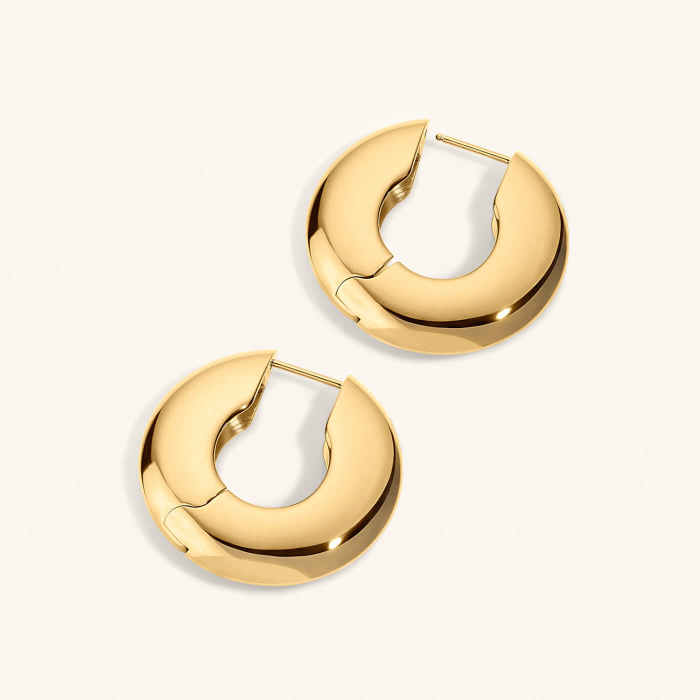 Puffy Disc Hoops - Gold