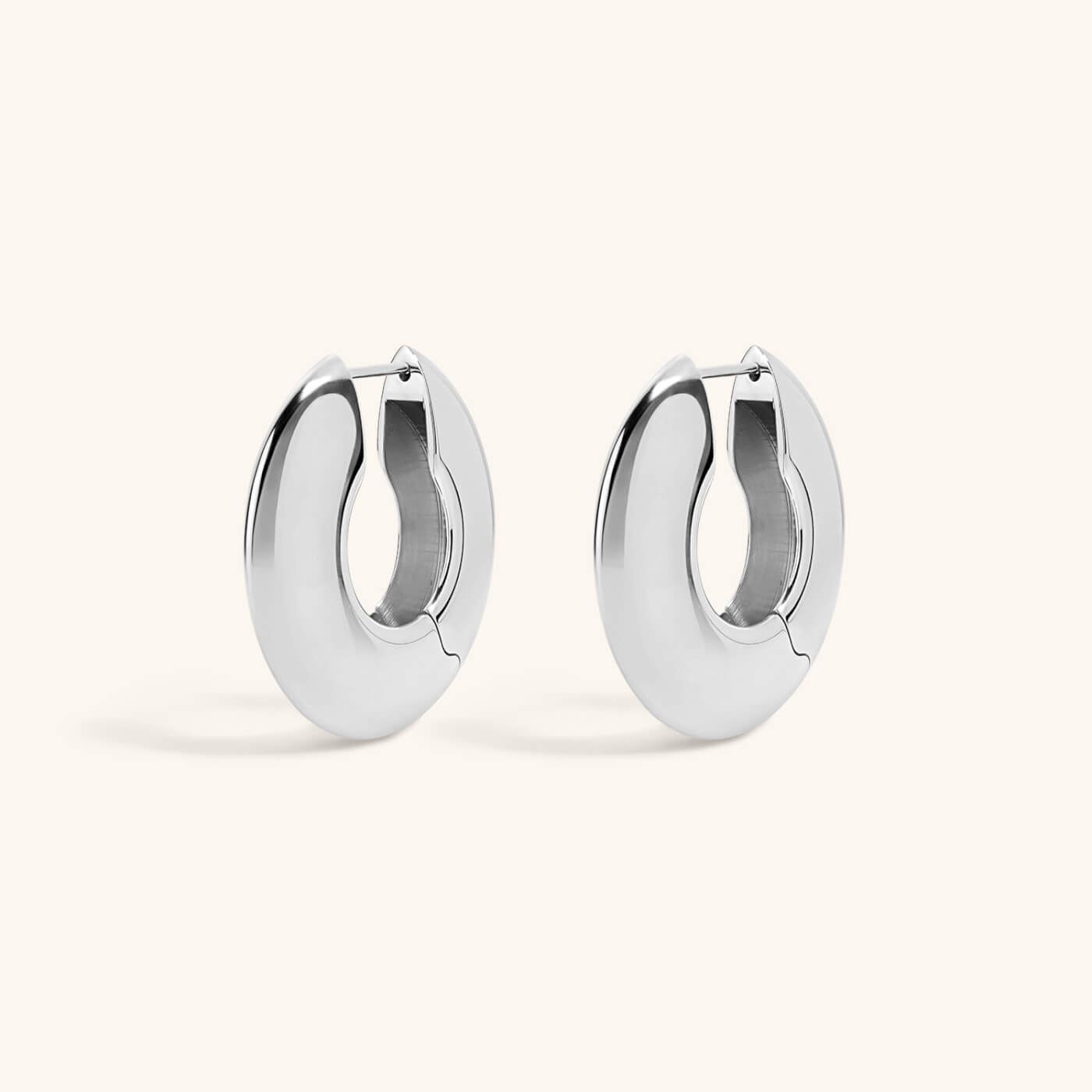 Puffy Disc Hoops - Silver