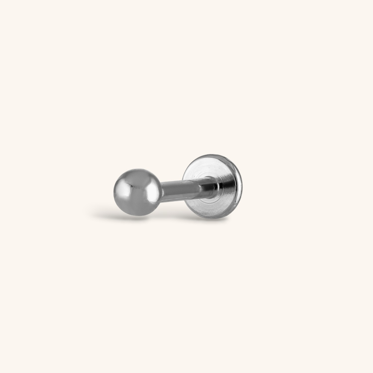Sphere Threaded Flat Back Earring (Titanium - Silver)