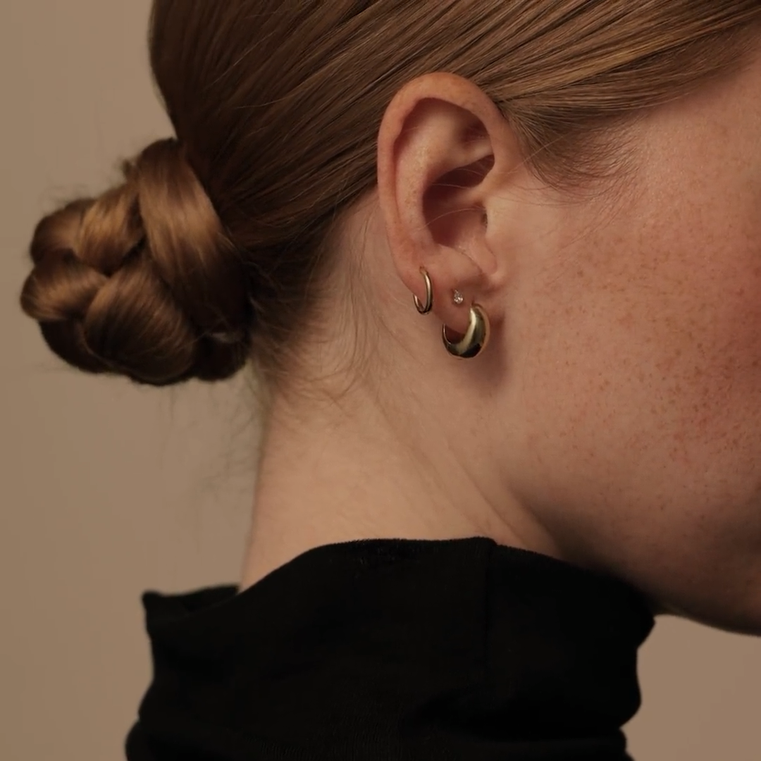 Classic Huggie Hoops 11mm in Gold on Model Video